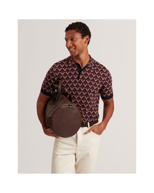 Ted Baker Red Jacquard Short-Sleeve Polo Shirt for men