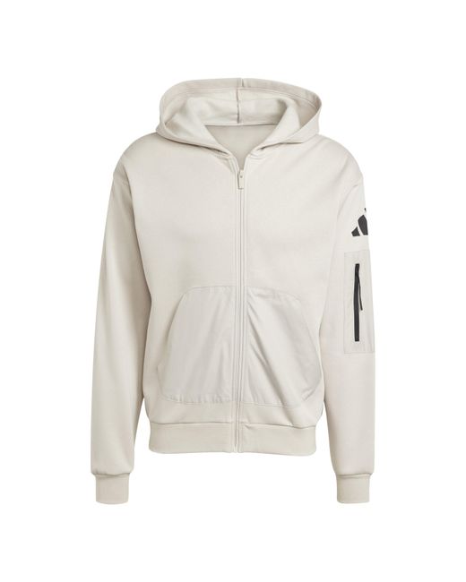 Adidas Gray Full Zip Hooded Tracksuit Top for men