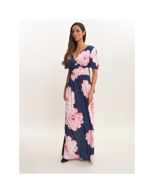 Gina Bacconi Blue Berlin Multi Colored Floral Maxi Dress