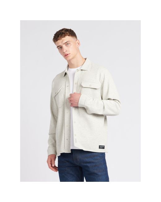 Jack Wills White Pique Long Sleeve Relaxed Fit Overshirt for men