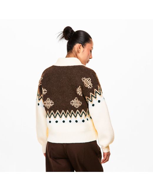 The Couture Club Brown Embroidered V-Neck Jumper