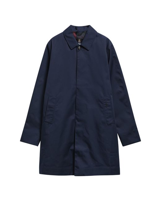 Barbour Blue Lorden Thigh Length Long Sleeve Button Mac for men