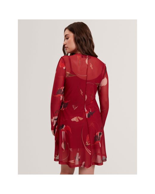 Ted Baker Red Print Mini Dress