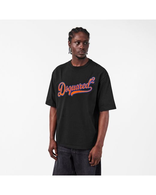 DSquared² Black Oversized T-Shirt for men