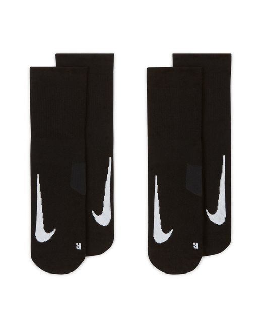 Nike Black Ankle 2 Pack Running Socks