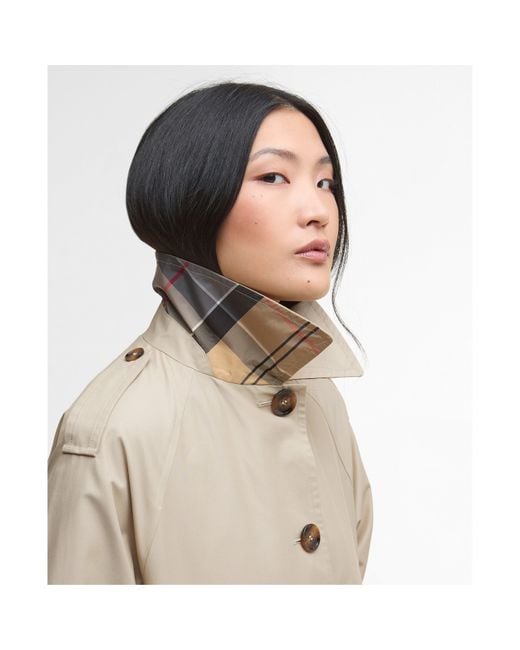 Barbour Natural Maia Showerproof Cotton Long Sleeve Trench Coat