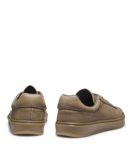 Boss Brown Zarek Double Breasted Leather Lace Up Low-Top Trainers for men