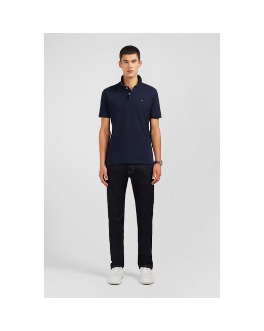Eden Park Black Stretch Pima Cotton Polo for men