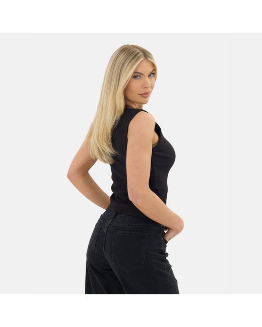 I Saw It First Black Rib Button Top
