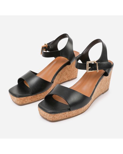 Where's That From Blackpu Giselle Wide-Fit Wedge Sandals With Buckle