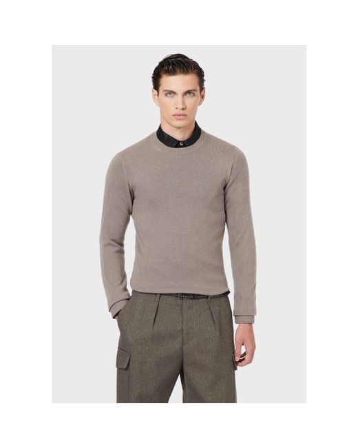 Emporio Armani Gray Emporio Armani Crew Neck Regular Fit Sweater for men