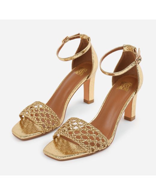 Where's That From Metallic Pu Naia Wide-Fit Strappy Block Heel