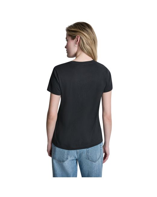 DKNY Black Newsprint Stacked Logo Crew Neck Tee