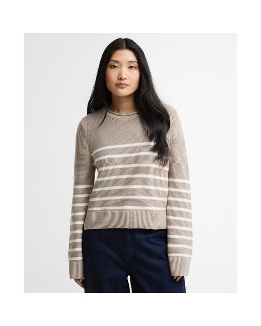 Barbour White Crew Neck Jumper
