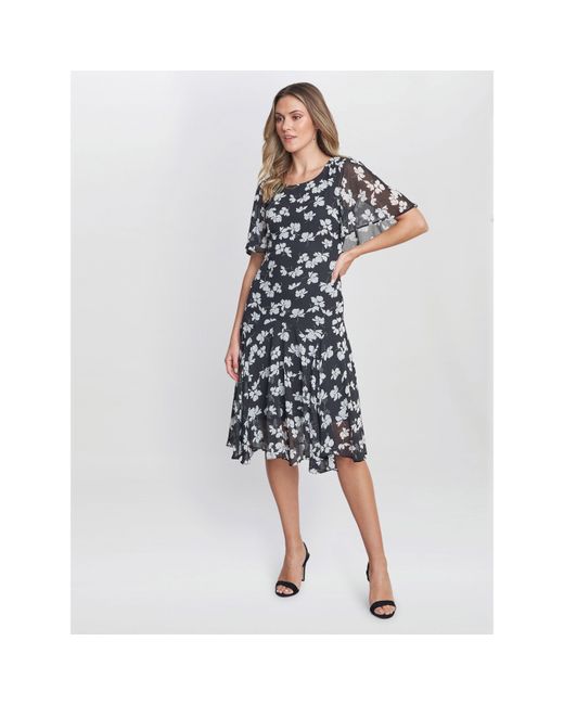 Gina Bacconi Blue Annette Chiffon Jersey Dress