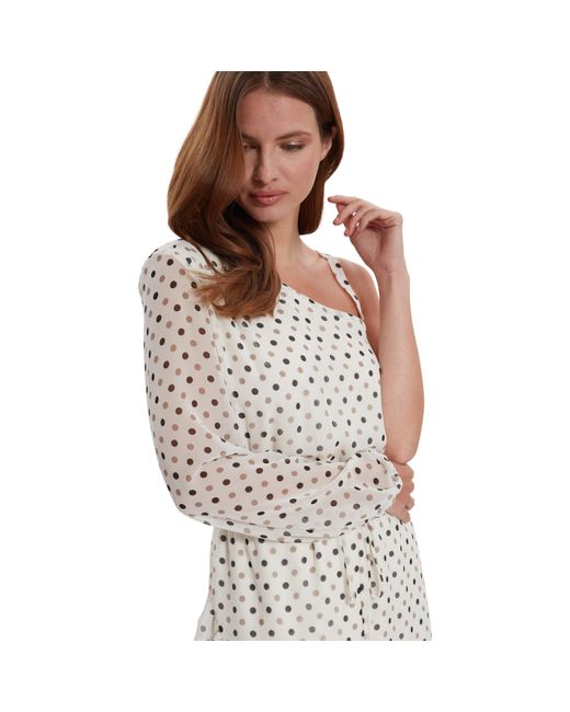 Gina Bacconi White Sasha Chiffon Spot Dress Wrap