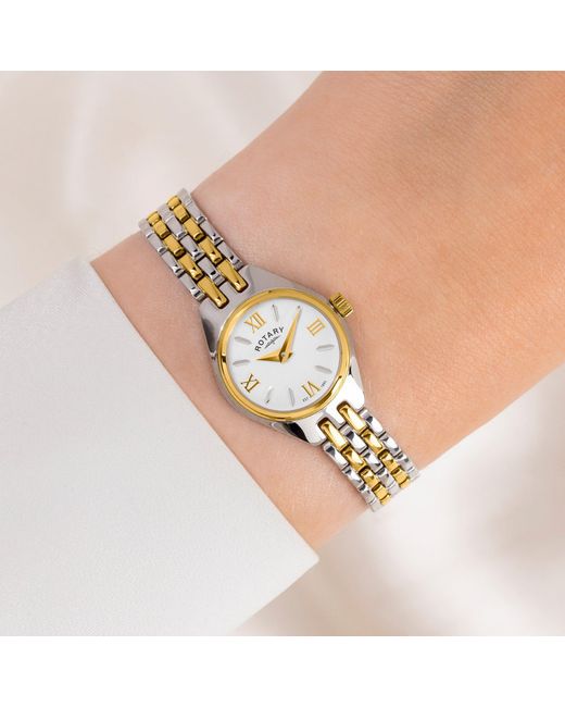 Rotary Metallic Ladies Cocktail Two Tone Ss Bracelet Watch