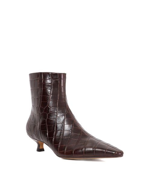 Dune Brown Odore Ankle Heeled Boots