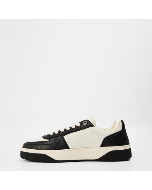 Represent Black Initial Leather Lace Up Low-Top Trainers for men