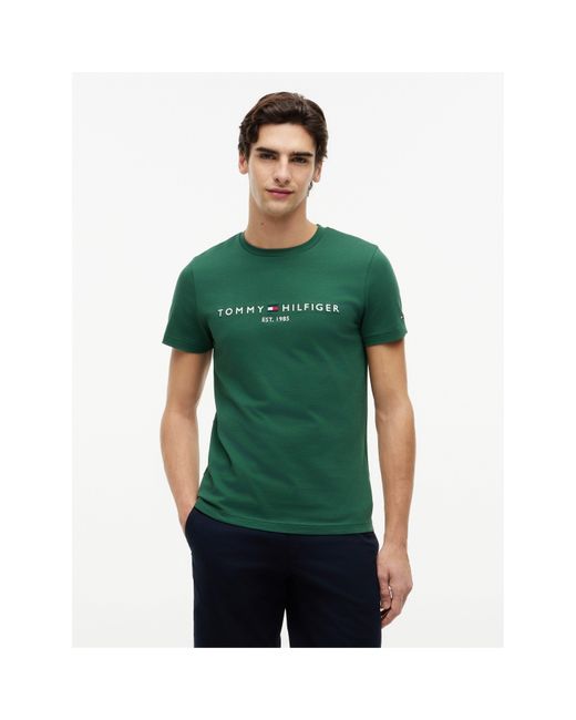 Tommy Hilfiger Green Logo Crew Neck T Shirt for men