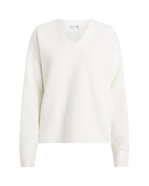 Calvin Klein White Boiled Wool Sweater