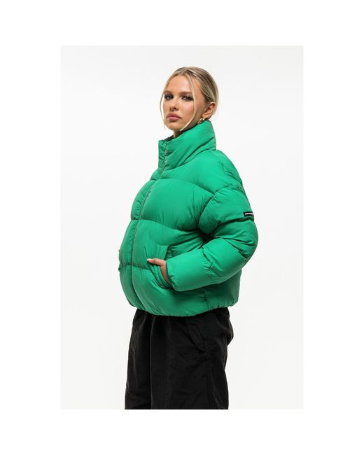 Good For Nothing Green Oversized Funnel Neck Puffer Jacket