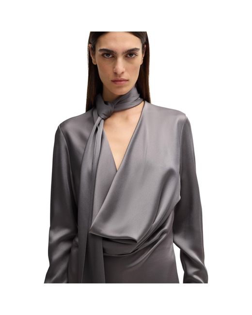 Boss Gray Bascarva Relaxed Fit T-Shirt Dress