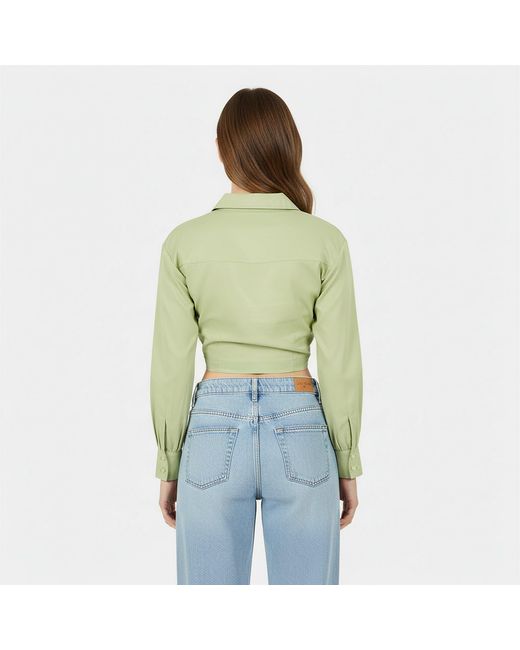 Jack Wills Green Draped Cropped Blouse
