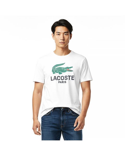 Lacoste White Large Croc Regular Fit T-Shirt for men