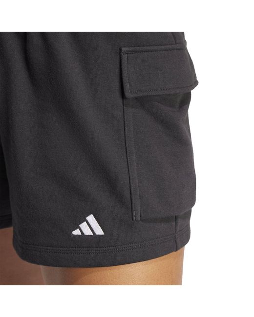 Adidas Gray Essentials Small Logo French Terry Cargo Shorts