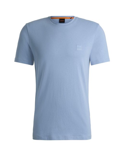 Boss Blue Tales T-Shirt With Logo Patch Premium Cotton for men