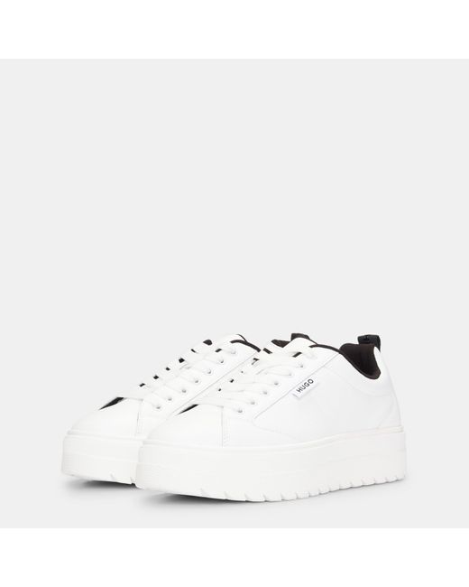 HUGO White Lyssa Tenn Platform Trainers
