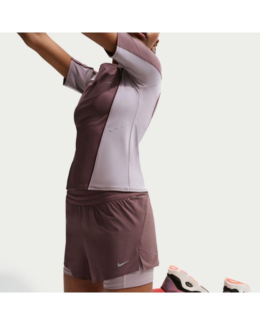 Nike Purple Dri-Fit Swift Mid-Rise 3 2-In-1 Shorts