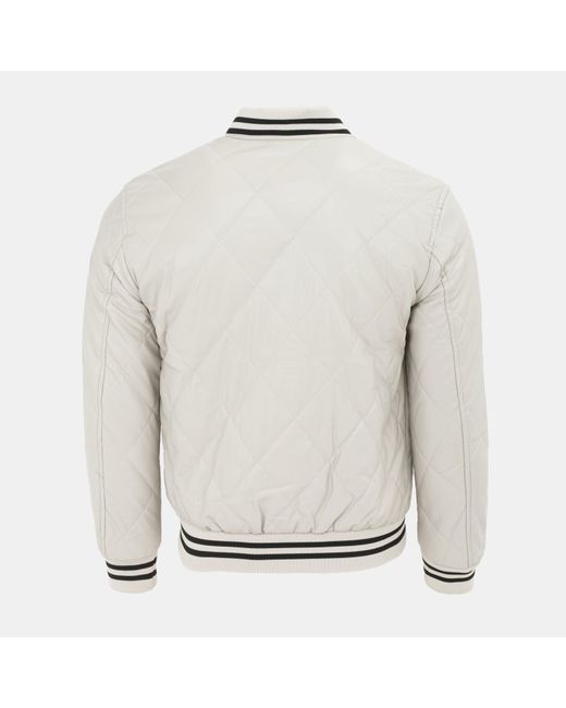 Firetrap White Faux Leather Button Long Sleeve Quilted Jacket for men