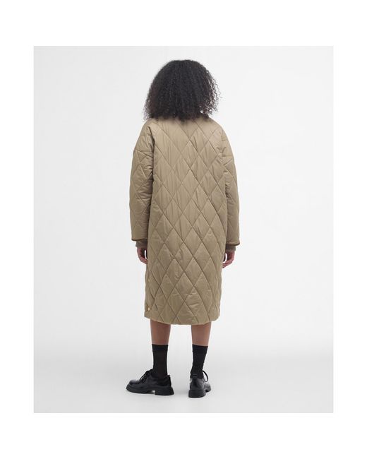 Barbour Natural Rhea Diamond Quilted Longline Jacket