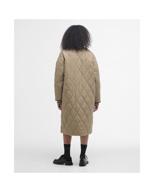 Barbour Natural Rhea Diamond Quilted Longline Jacket