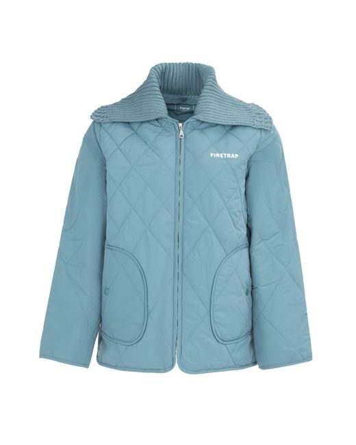 Firetrap Blue Long Sleeve Hip Length Quilted Jacket