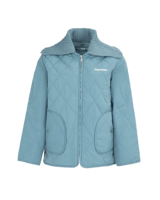 Firetrap Blue Long Sleeve Hip Length Quilted Jacket