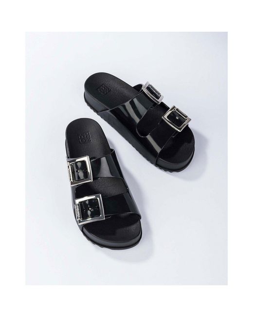 Zaxy Black Flat Sandals