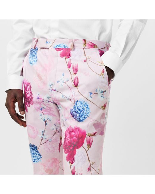Twisted Tailor Pink Russell Skinny Fit Tapered Trousers for men