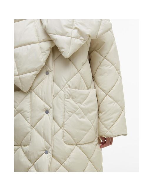 Barbour Natural Brigitte Diamond Quilted Long Puffer Jacket