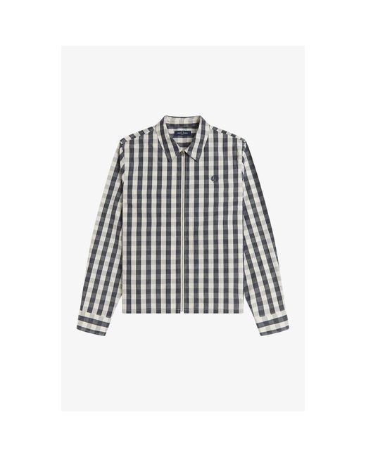 Fred Perry Black Long Sleeve Patterned Shirt for men