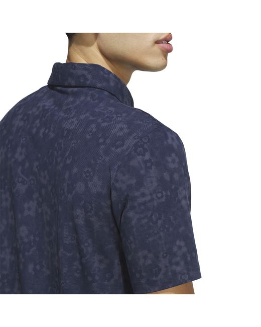 Adidas Blue Short-Sleeve Print Polo Shirt for men