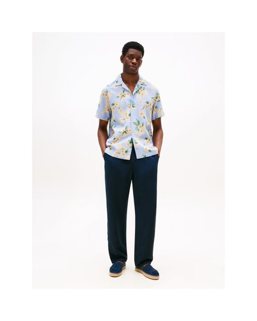 Tommy Hilfiger Blue Floral Short-Sleeve Patterned Shirt for men