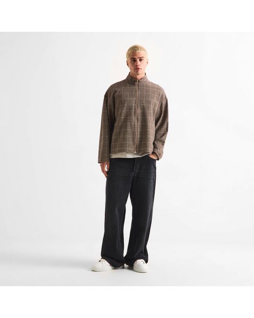 MKI Miyuki-Zoku Gray Check Track Overshirt for men