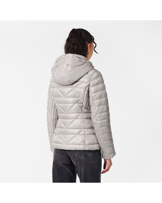 Karl Lagerfeld Gray Logo Tape Puff Short Puffer Jacket
