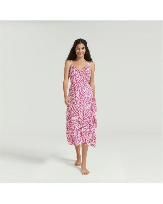 Be You Pink Beach Wrap Midi Dress