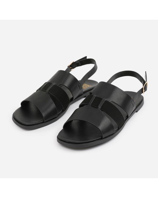 Where's That From Black Pu Uma Flat Sandals