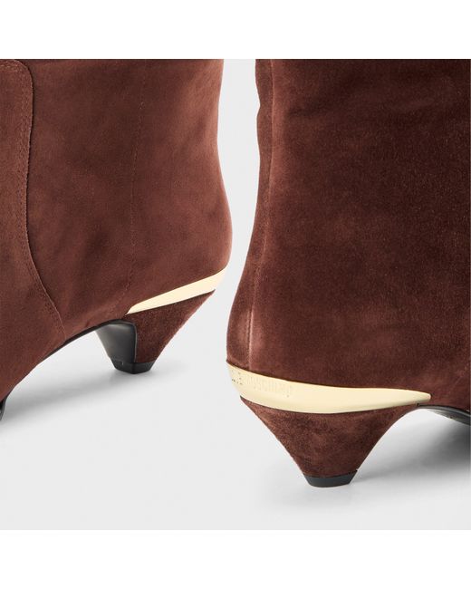 Love Moschino Brown Golden Metallic Ankle Heeled Boots