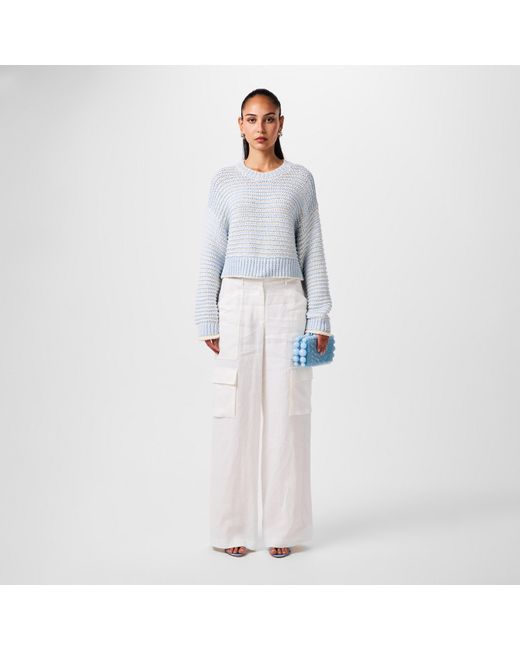 LoveShackFancy White Pora Linen Cargo Trousers